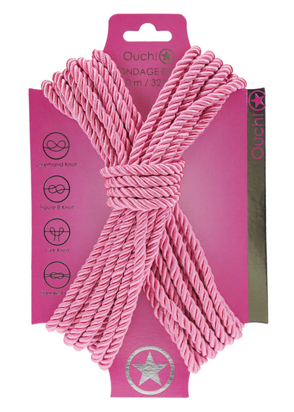 OUCH! Bondage Rope - 10 M - Pink - Pink Nylon Bondage Rope - 10 metre Length