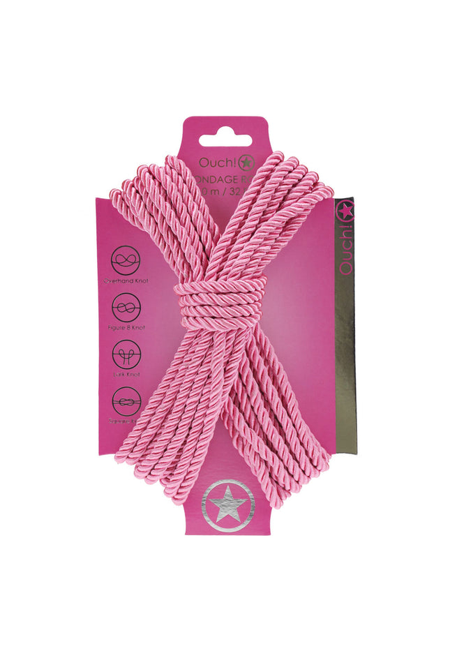 OUCH! Bondage Rope - 10 M - Pink - Pink Nylon Bondage Rope - 10 metre Length