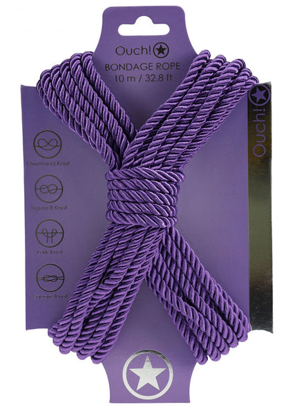 OUCH! Bondage Rope - 10 M - Purple - Purple Nylon Bondage Rope - 10 metre Length