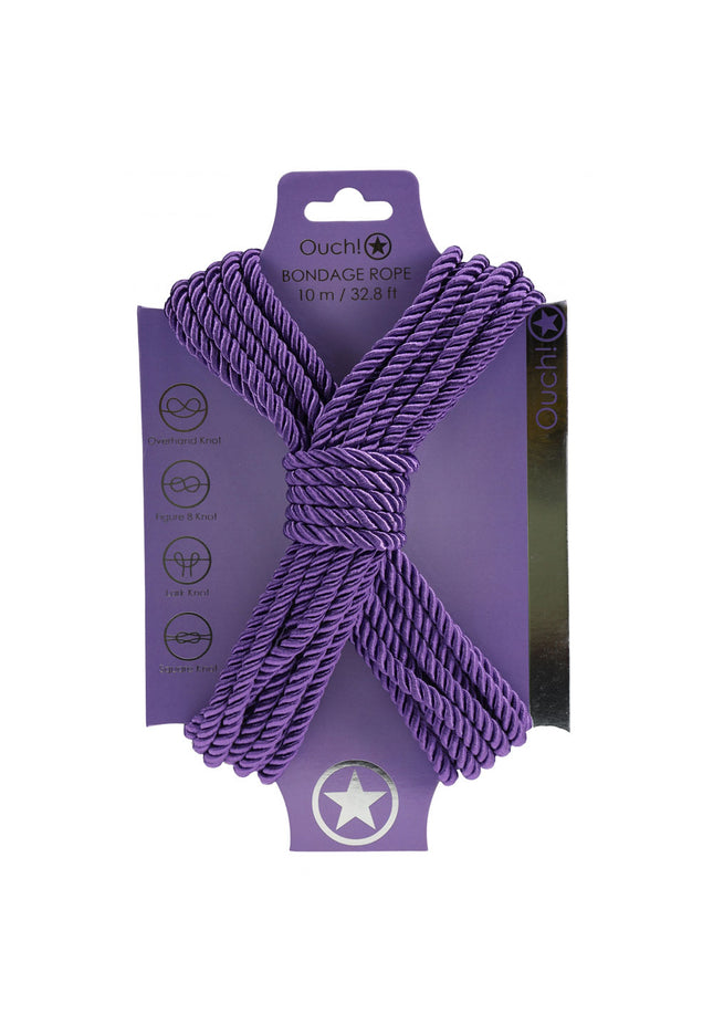OUCH! Bondage Rope - 10 M - Purple - Purple Nylon Bondage Rope - 10 metre Length