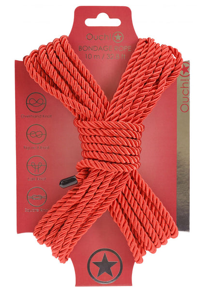 OUCH! Bondage Rope - 10 M - Red - Red Nylon Bondage Rope - 10 metre Length