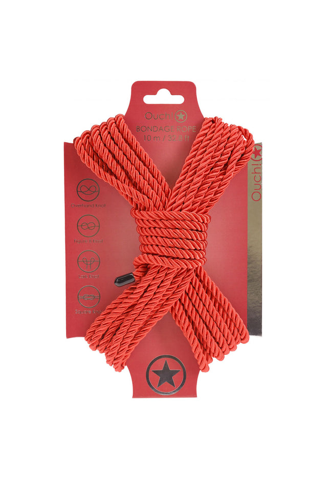OUCH! Bondage Rope - 10 M - Red - Red Nylon Bondage Rope - 10 metre Length