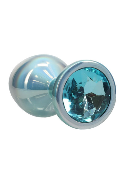 OUCH! Paris Collection - Metal Anal Plug Set - Blue - Metallic Blue Butt Plugs with Gem Bases - Set of 3 Sizes