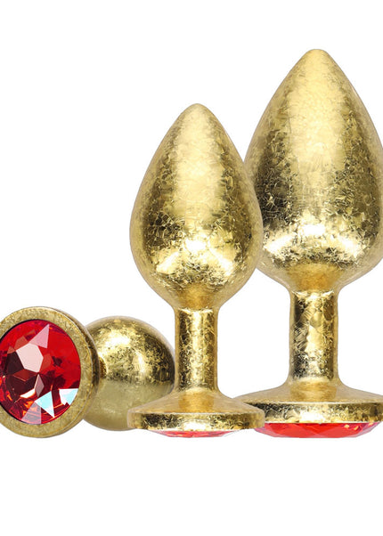 OUCH! Milan Collection - Metal Anal Plug Set - Gold - Gold Butt Plugs with Gem Bases - Set of 3 Sizes