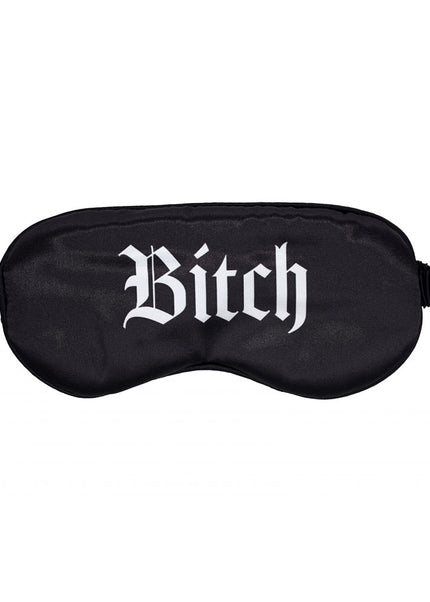 OUCH! Satin Mask - Bitch - Black Printed Eye Mask