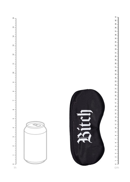 OUCH! Satin Mask - Bitch - Black Printed Eye Mask