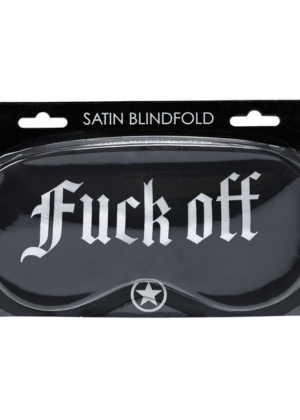 OUCH! Satin Mask - Fuck Off - Black Printed Eye Mask