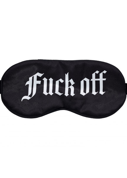 OUCH! Satin Mask - Fuck Off - Black Printed Eye Mask