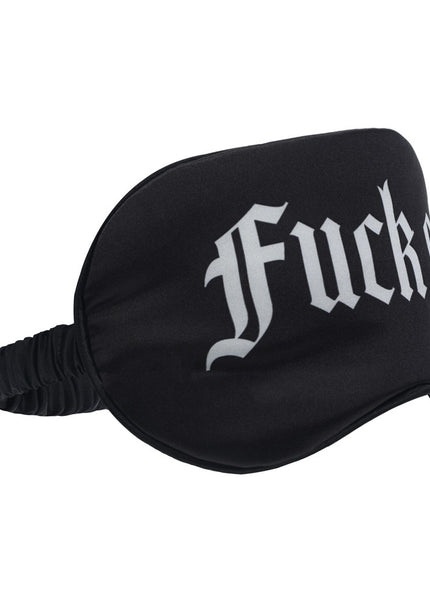 OUCH! Satin Mask - Fuck Off - Black Printed Eye Mask