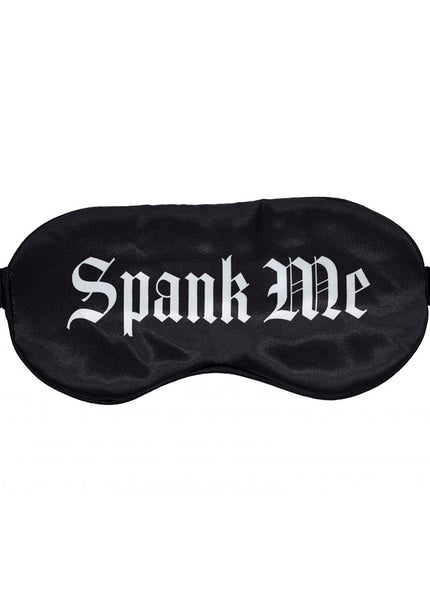 OUCH! Satin Mask - Spank Me - Black Printed Eye Mask