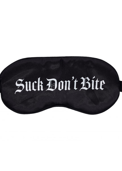 OUCH! Satin Mask - Suck Don't Bite - Black Printed Eye Mask