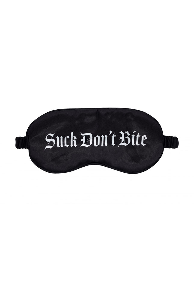 OUCH! Satin Mask - Suck Don't Bite - Black Printed Eye Mask