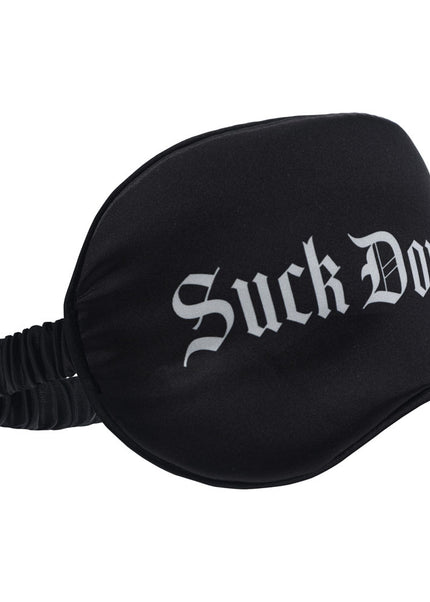OUCH! Satin Mask - Suck Don't Bite - Black Printed Eye Mask