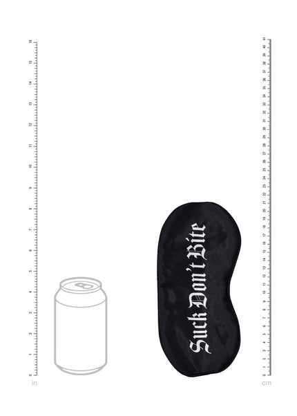 OUCH! Satin Mask - Suck Don't Bite - Black Printed Eye Mask