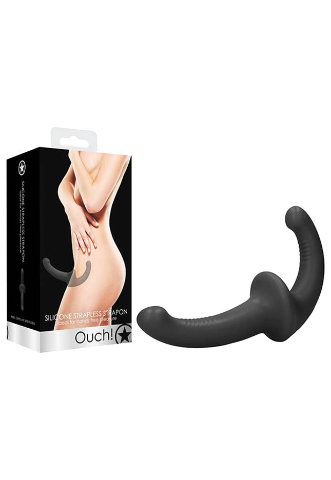Ouch! Silicone Strapless Strapon - Black Strapless Strap-On