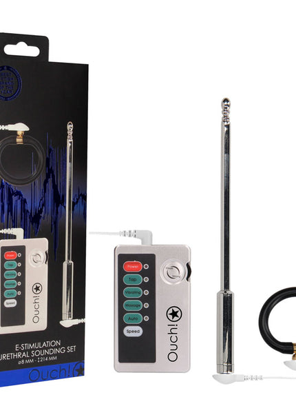 OUCH! E-stim Urethral Sounding Set - Large - Large 21.4 cm Urethral Sound with E-Stim