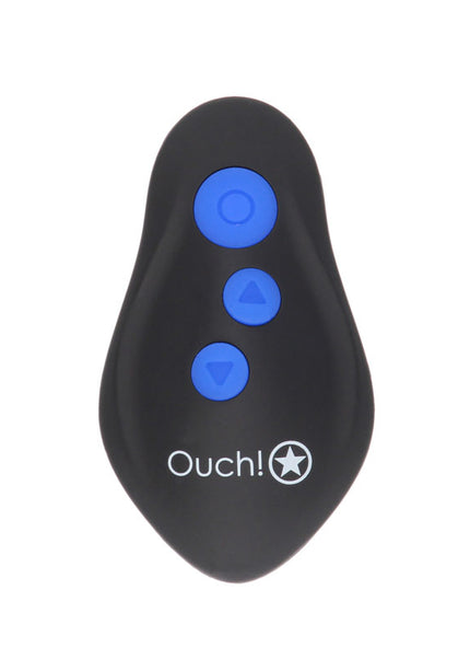 OUCH! E-stim & Vibrating Butt Plug Cock Ring - Black USB Rechargeable Vibrating Butt Plug & Cock Ring with e-Stim
