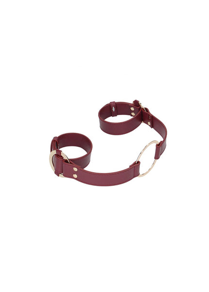 OUCH! Halo - Handcuff With Connector - Burgundy Restraint