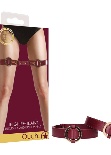 OUCH! Halo - Thigh Cuffs - Burgundy Leg Restraints