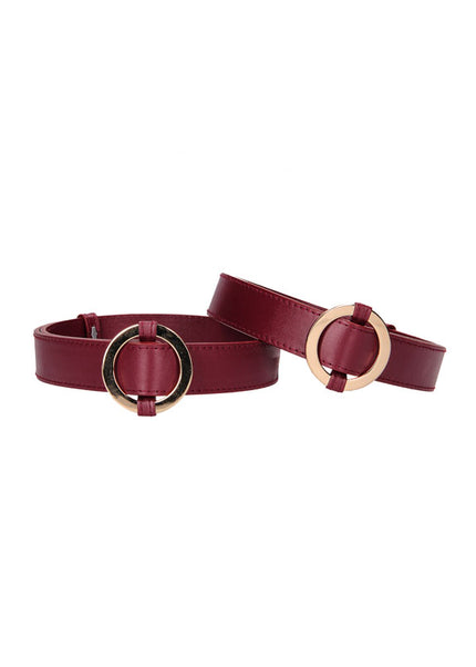 OUCH! Halo - Thigh Cuffs - Burgundy Leg Restraints
