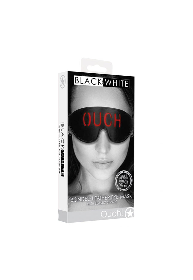 OUCH! Black & White Bonded Leather Eye-Mask ''Ouch'' - Black Eye Restraint