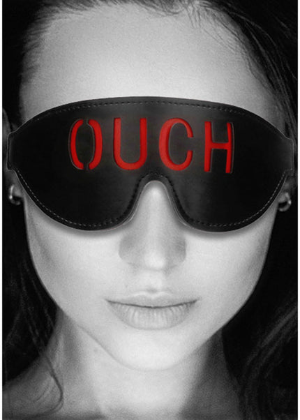 OUCH! Black & White Bonded Leather Eye-Mask ''Ouch'' - Black Eye Restraint