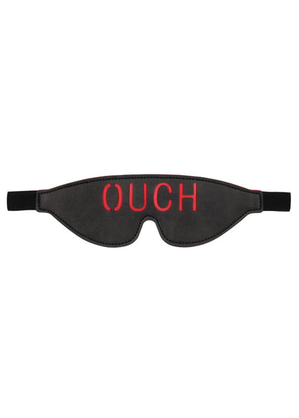 OUCH! Black & White Bonded Leather Eye-Mask ''Ouch'' - Black Eye Restraint