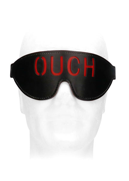 OUCH! Black & White Bonded Leather Eye-Mask ''Ouch'' - Black Eye Restraint