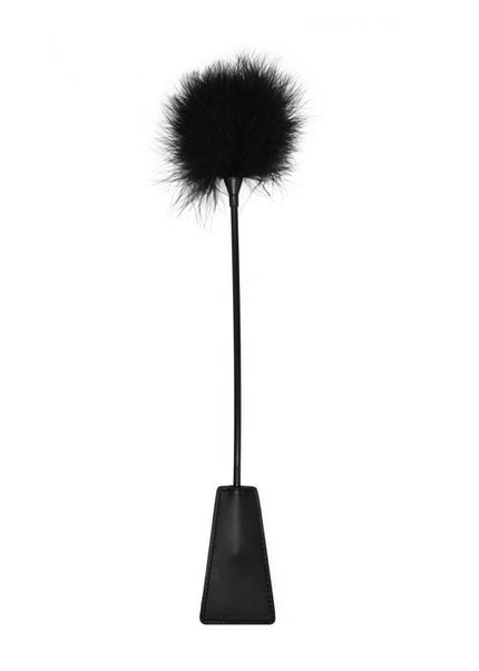 OUCH! Black & White Crop with Feather Tickler - Black 44 cm Feather Crop