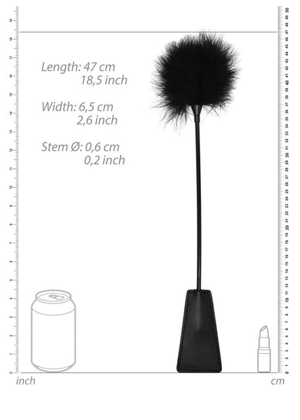 OUCH! Black & White Crop with Feather Tickler - Black 44 cm Feather Crop