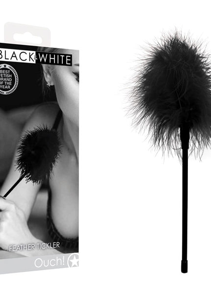 OUCH! Black & White Feather Tickler - Black Feather Crop