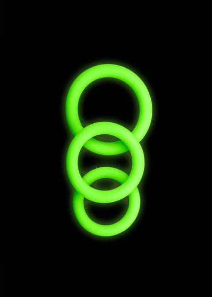 OUCH! Glow In The Dark Cock Ring Set - Glow in Dark Cock Rings - Set of 3 Sizes