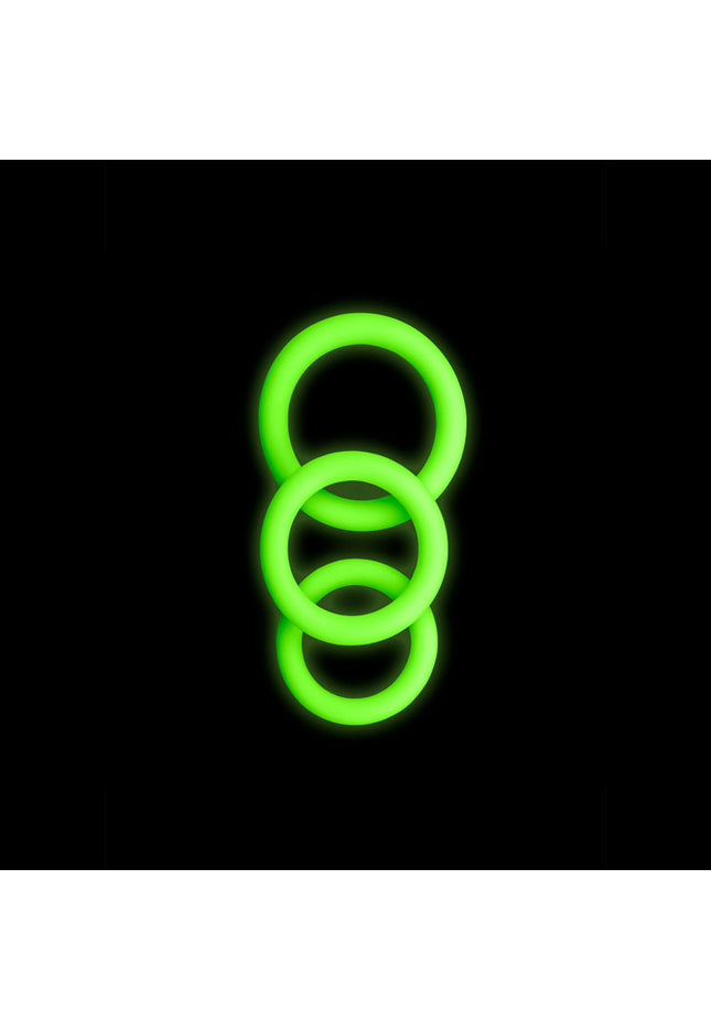 OUCH! Glow In The Dark Cock Ring Set - Glow in Dark Cock Rings - Set of 3 Sizes