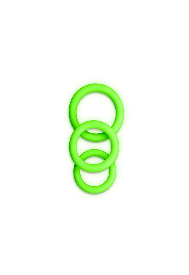 OUCH! Glow In The Dark Cock Ring Set - Glow in Dark Cock Rings - Set of 3 Sizes