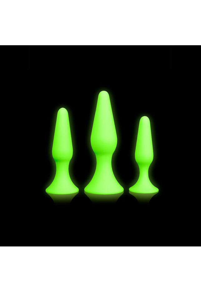 OUCH! Glow In The Dark Butt Plug Set - Glow in Dark Butt Plugs - Set of 3 Sizes
