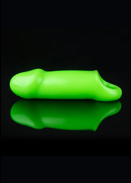 OUCH! Glow In The Dark Smooth Thick Stretchy Penis Sleeve - Glow in Dark 15.5 cm Penis Extension Sleeve