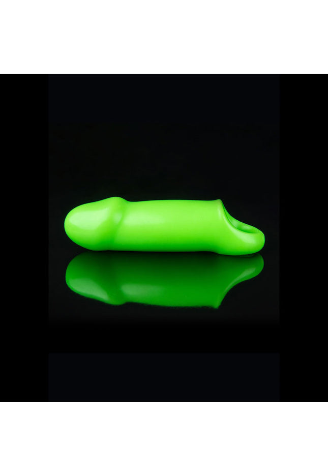 OUCH! Glow In The Dark Smooth Thick Stretchy Penis Sleeve - Glow in Dark 15.5 cm Penis Extension Sleeve