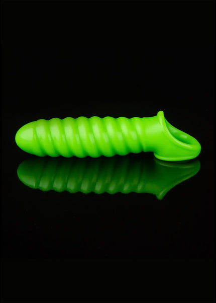 OUCH! Glow In The Dark Swirl Stretchy Penis Sleeve - Glow in Dark 15 cm Penis Extension Sleeve