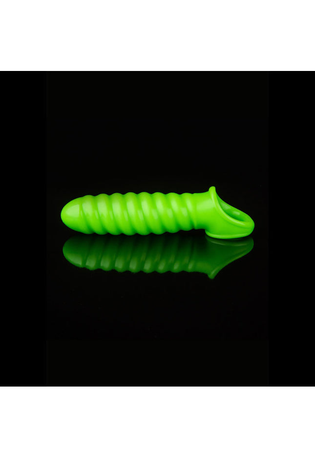 OUCH! Glow In The Dark Swirl Stretchy Penis Sleeve - Glow in Dark 15 cm Penis Extension Sleeve