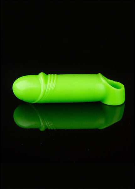 OUCH! Glow In The Dark Smooth Thick Stretchy Penis Sleeve - Glow in Dark 16 cm Penis Extension Sleeve