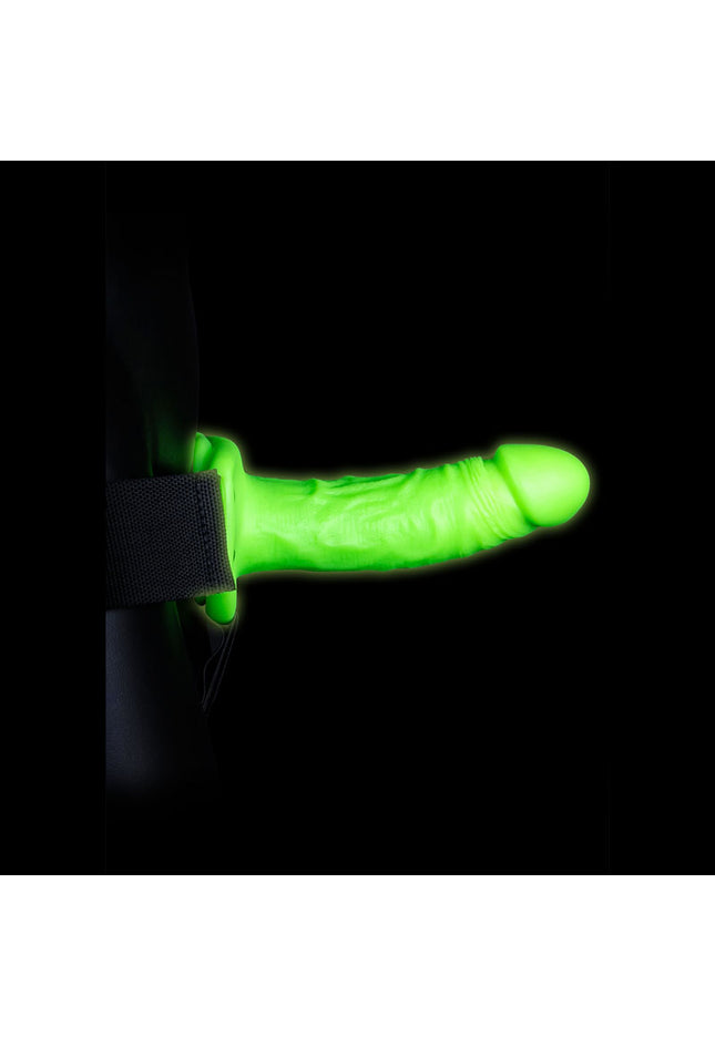 OUCH! Glow In The Dark Realistic 18 cm Strap-on Harness - Glow in Dark 18 cm Strap-On