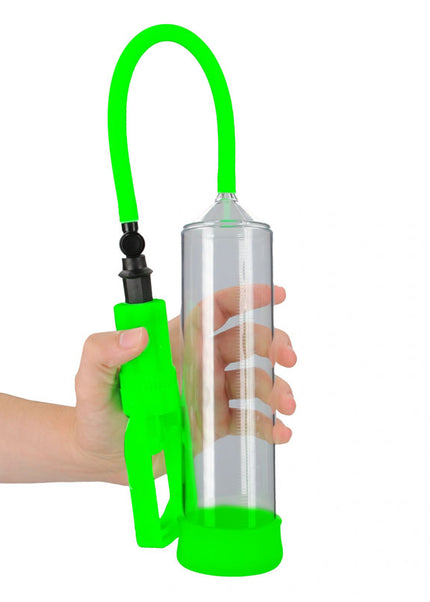 OUCH! Glow In The Dark Comfort Beginner Pump - Clear/Glow Penis Pump