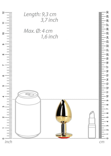 OUCH! Heart Gem Gold Butt Plug - Large - Gold 9.3 cm Large Butt Plug with Heart Gem Base