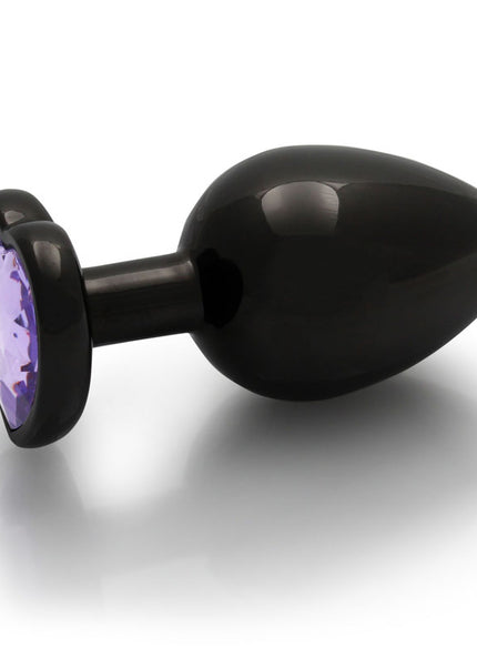 OUCH! Heart Gem Gunmetal Butt Plug - Large - Gunmetal 9.3 cm Large Butt Plug with Heart Gem Base