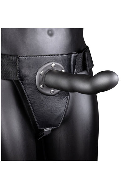 OUCH! Curved Hollow Strap-on - 8in/20cm - Gunmetal Grey 20 cm Hollow Strap-On