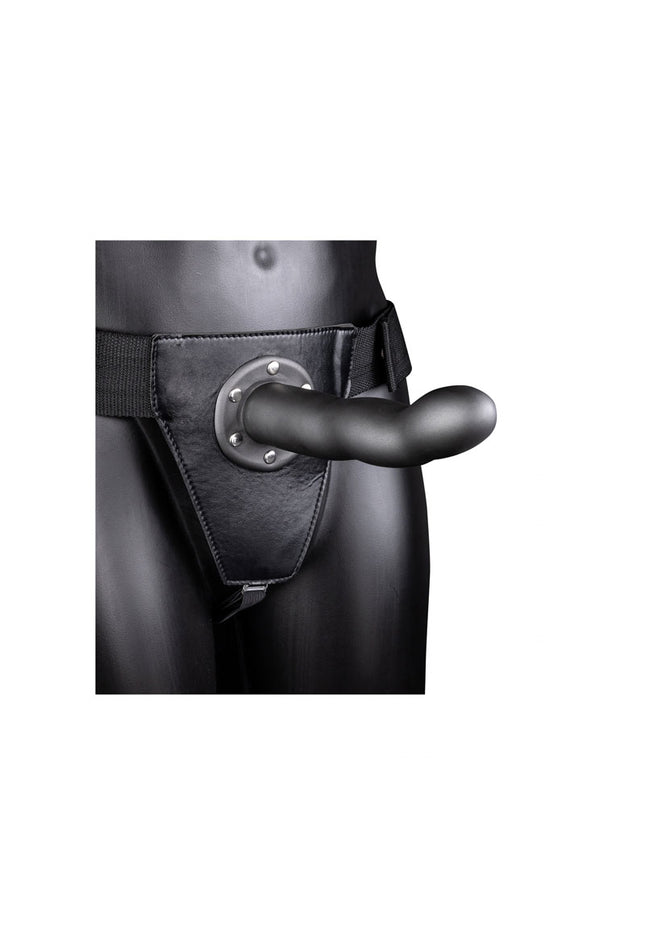 OUCH! Curved Hollow Strap-on - 8in/20cm - Gunmetal Grey 20 cm Hollow Strap-On