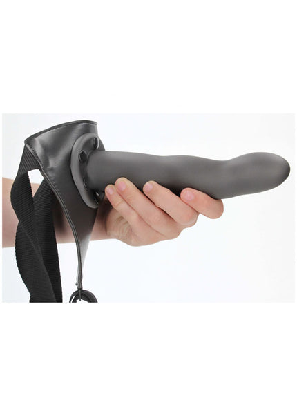 OUCH! Curved Hollow Strap-on - 8in/20cm - Gunmetal Grey 20 cm Hollow Strap-On