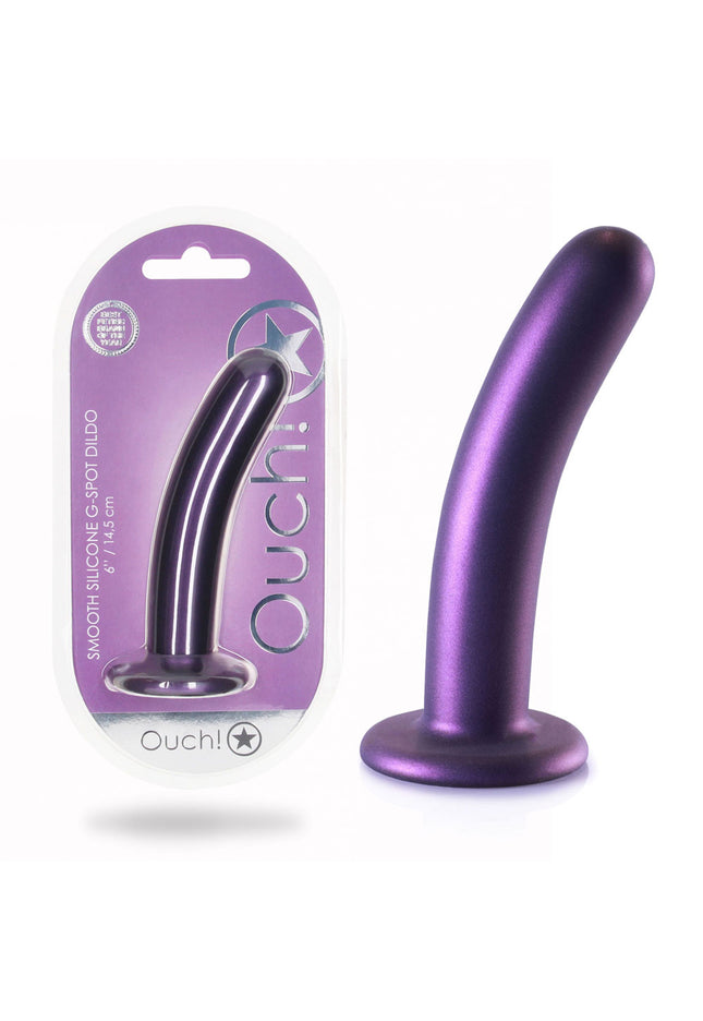 OUCH! Smooth Silicone G-Spot Dildo - 6'' / 14.5 cm - Metallic Purple 14.5 cm Dildo