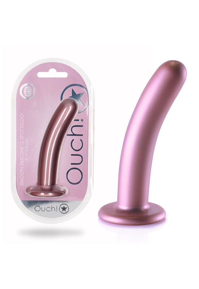 OUCH! Smooth Silicone G-Spot Dildo - 6'' / 14.5 cm - Rose Gold 14.5 cm Dildo