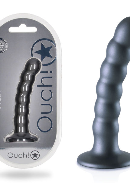 OUCH! Beaded Silicone G-Spot Dildo - 5'' / 13cm - Gunmetal 13 cm Dildo